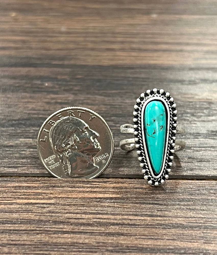 750222, 1.2" Western Turquoise Adjustable Ring