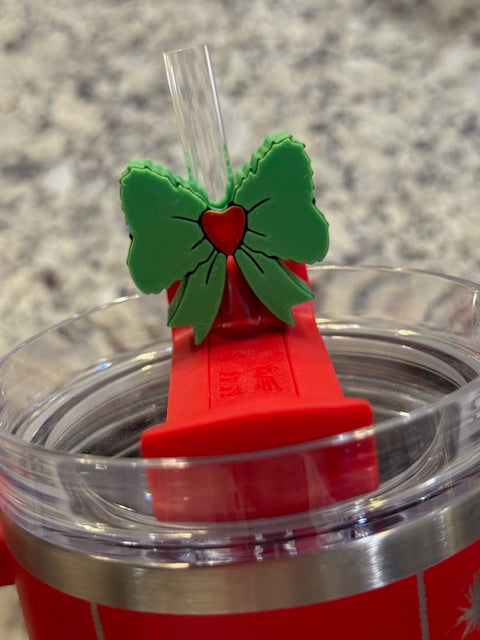 Grinch Bow Straw Charm