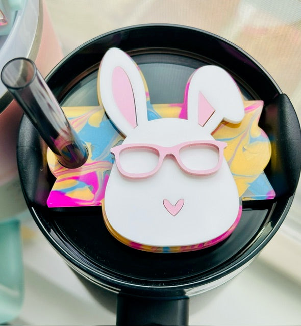 Bunny in Glasses Tumbler Topper