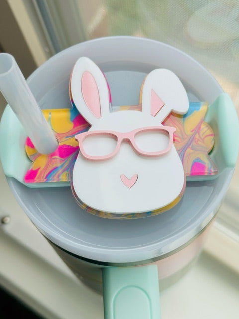 Bunny in Glasses Tumbler Topper