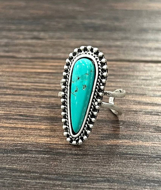 750222, 1.2" Western Turquoise Adjustable Ring