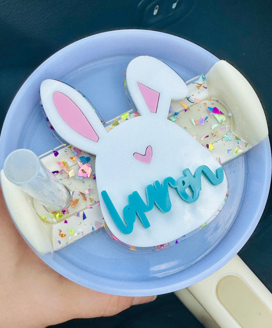 Custom Bunny Tumbler Topper