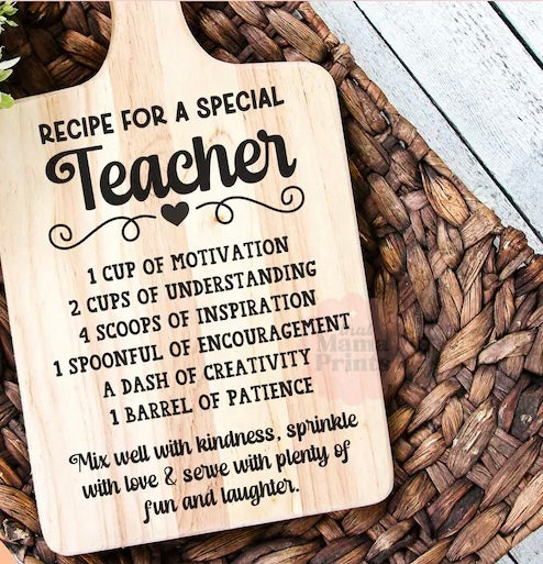 Recipe for a Special Teacher Board