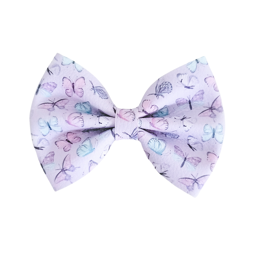 Luna Hair Bow | Vegan Leather Bow | Lavender Butterflies