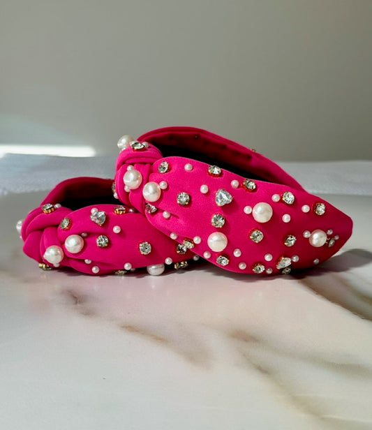 Pink Heart Pearl & Jewel Headband