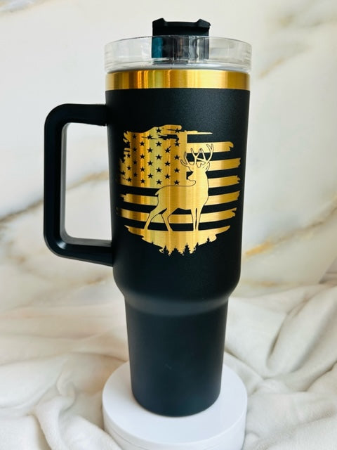Deer Horizontal Flag 40oz Tumbler