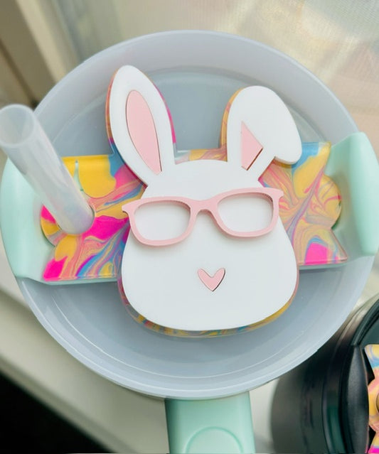 Bunny in Glasses Tumbler Topper