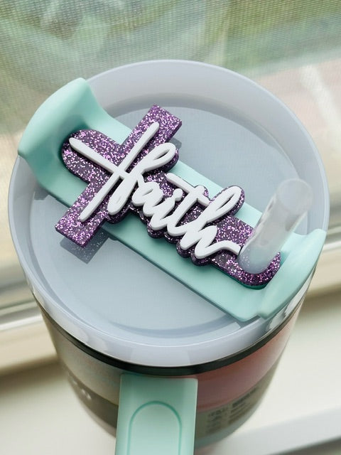 "Faith" Cross Tumbler Topper