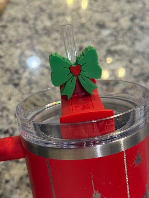 Grinch Bow Straw Charm